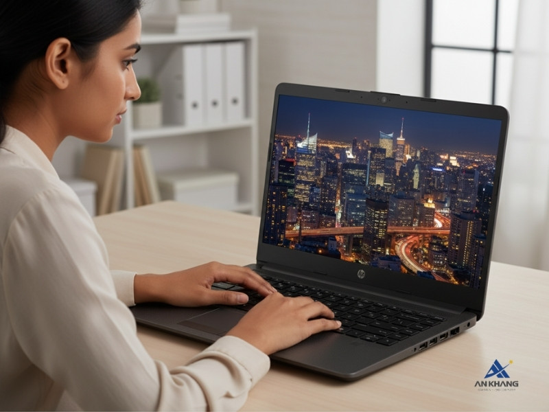 Laptop HP 240R G9 AX3C6AT pin bền bỉ, sạc nhanh tiện dụng