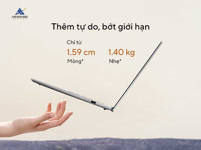 Laptop ASUS Vivobook S14 M3407KA-SF032WS thiết kế mỏng nhẹ chỉ 1.4 kg