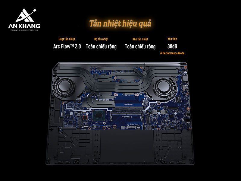 Hệ thống tản nhiệt tối ưu gi&uacute;p hiệu năng ổn định của ASUS TUF Gaming F16 FX608
