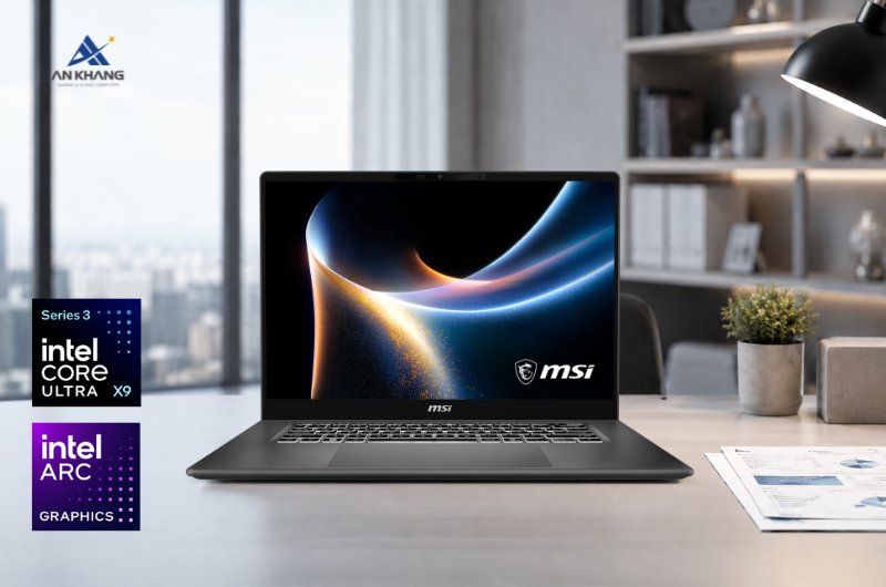 Laptop MSI Prestige 16 AI+ C3MG-024VN trang bị CPU Intel Core Ultra X9 388H mạnh mẽ, xử lý mọi tác vụ nặng