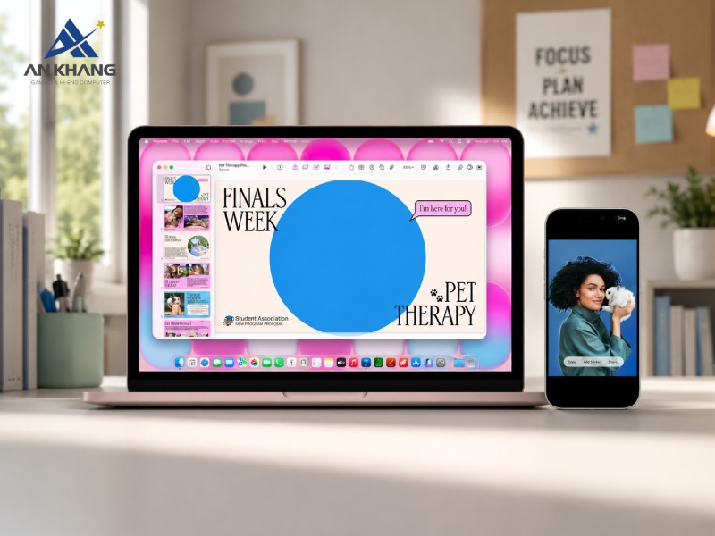 Macbook Neo Chip A18 Pro Blush kết nối liền mạch với iPhone
