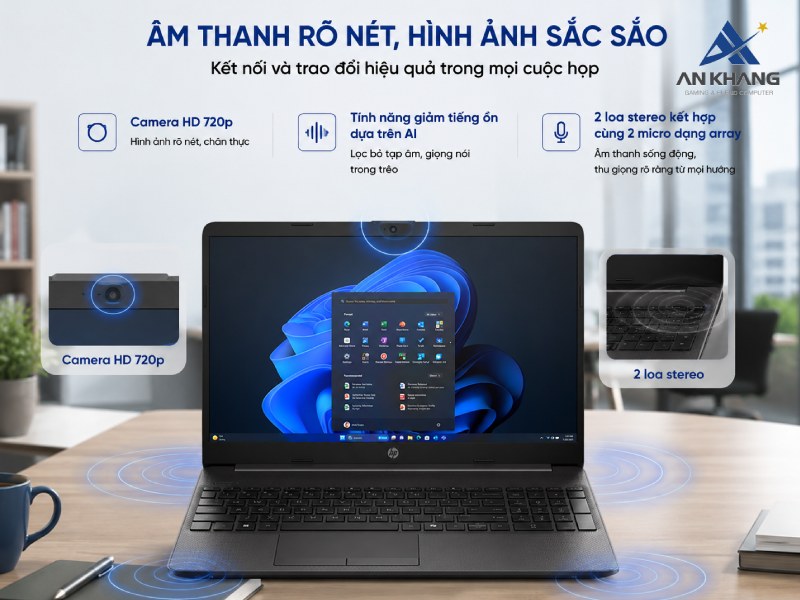 Laptop HP 250R G9 C40LJAT hỗ trợ cho cộng tác hiệu quả với hình ảnh rõ ràng, không gian sống động