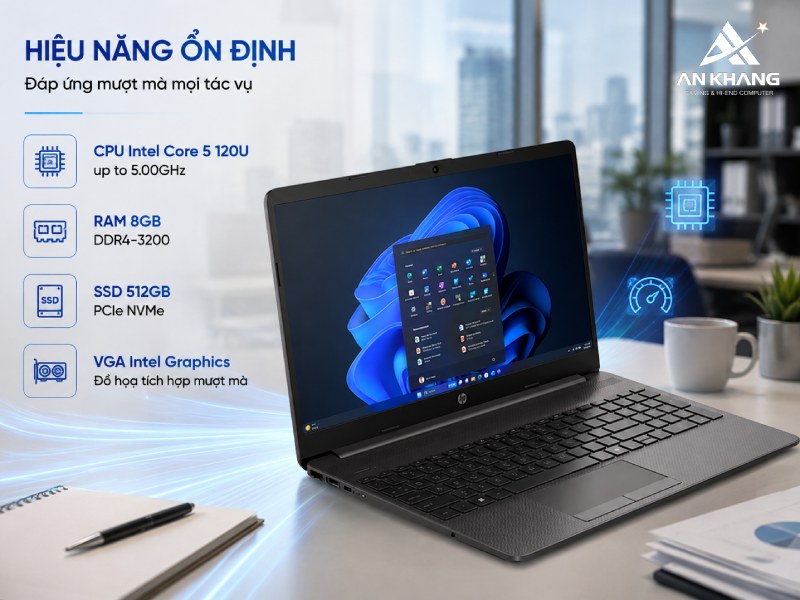 Laptop HP 250R G9 C40LJAT sở hữu hiệu năng ổn định cho các tác vụ văn phòng và sử dụng hàng ngày