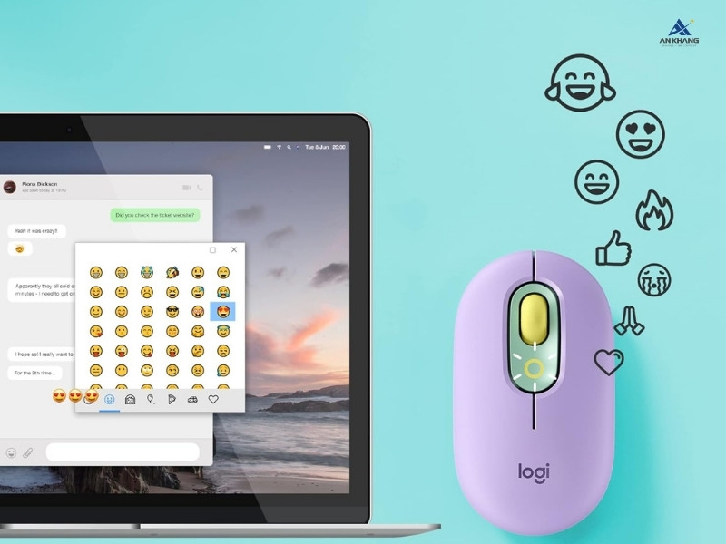 Logitech POP Mouse Emoji màu Tím (Daydream Mint) với tính năng tùy chỉnh Emoji độc đáo