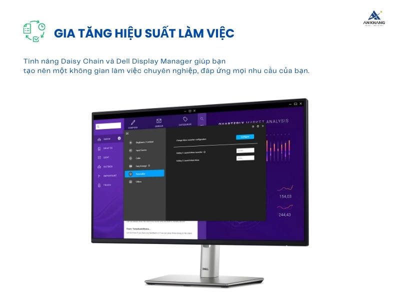 Màn hình LCD Dell P2425HE với tính năng Daisy Chain và Easy Arrange giúp gia tăng hiệu suất làm việc