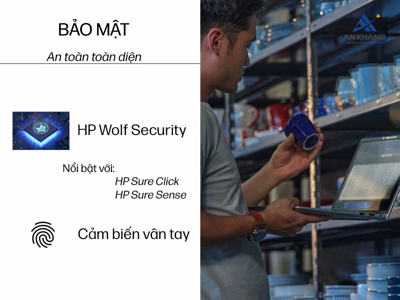 Hệ thống bảo mật trên HP ProBook 4 G1i không chỉ mạnh mẽ mà còn hoạt động thông minh và chủ động, giúp người dùng doanh nghiệp yên tâm làm việc, bảo vệ dữ liệu tối đa và duy trì hiệu suất liên tục