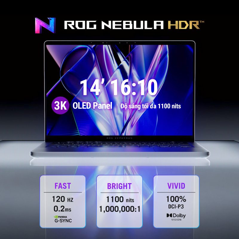 Laptop ASUS ROG Zephyrus G14 GU405AW-SY029W sở hữu màn hình ROG Nebula OLED đỉnh cao