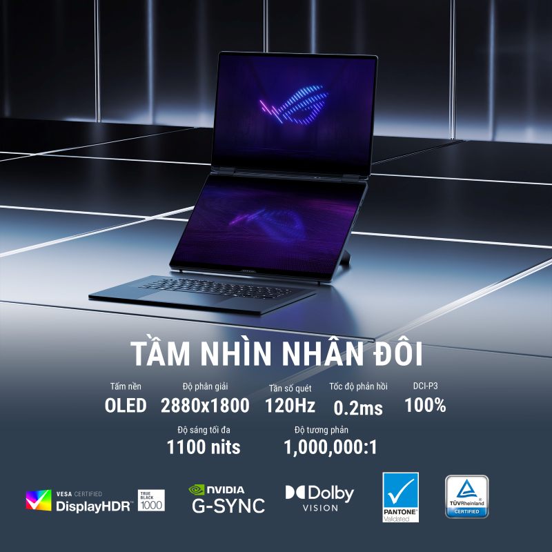 Sắc nét từng chi tiết trên 2 màn hình của ASUS ROG Zephyrus Duo GX651AX-SR050WS