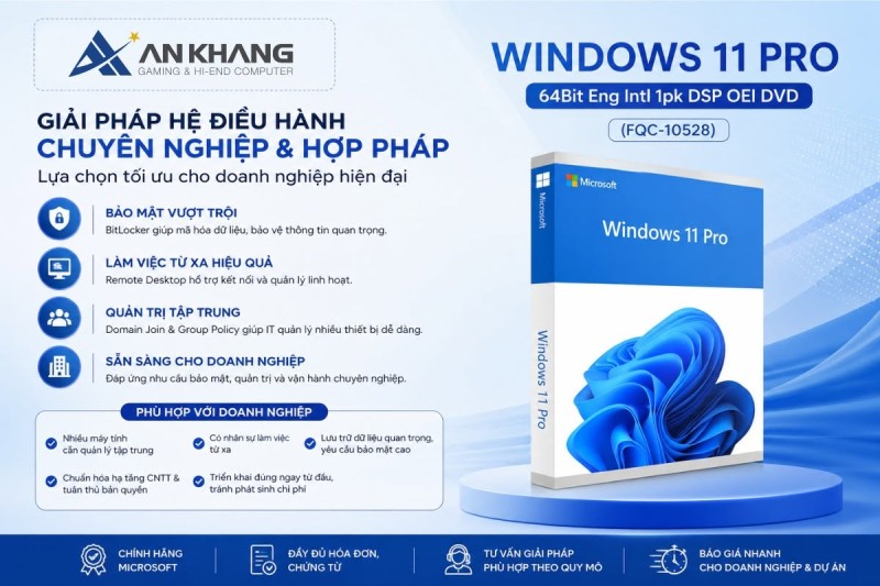 Phần mềm Microsoft Windows Pro 11 64Bit Eng Intl 1pk DSP OEI DVD (FQC-10528) - Câu trả lời hoàn hảo cho doanh nghiệp và người dùng chuyên nghiệp