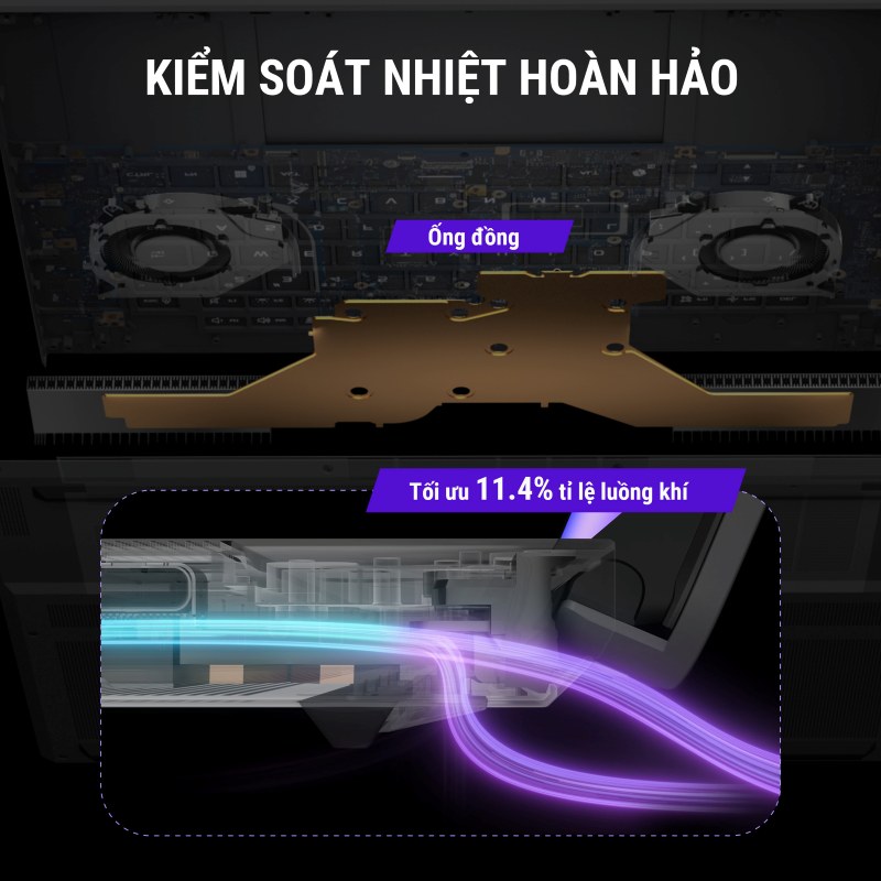 Laptop ASUS ROG Zephyrus G16 GU606AX-TB042WS luôn mát mẻ và êm ái với hệ thống tản nhiệt ROG Intelligent Cooling
