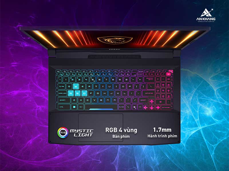 Laptop MSI Katana 15 HX B14WEK-027VN nổi bật với bàn phím RGB 4 vùng rực rỡ