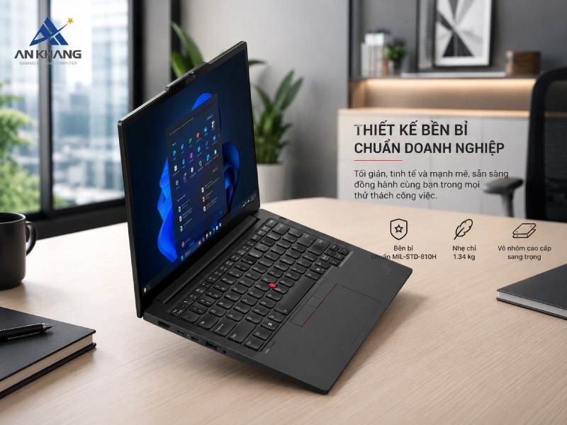 Thiết kế mỏng nhẹ và bền bỉ của Lenovo ThinkPad E14 Gen 7 21T90025VN