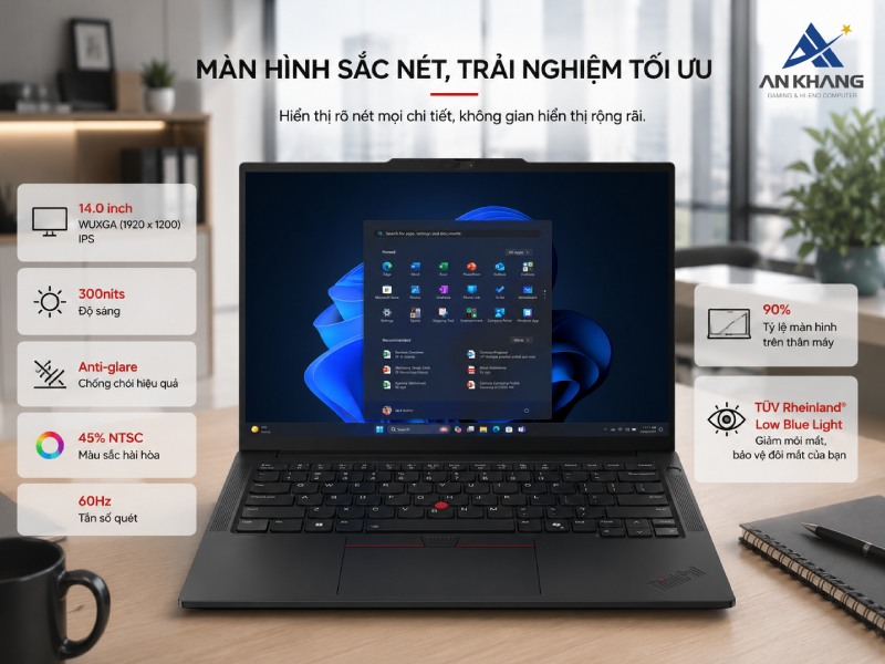 Trang bị màn hình WUXGA sắc nét của Lenovo ThinkPad E14 Gen 7 21T90025VN