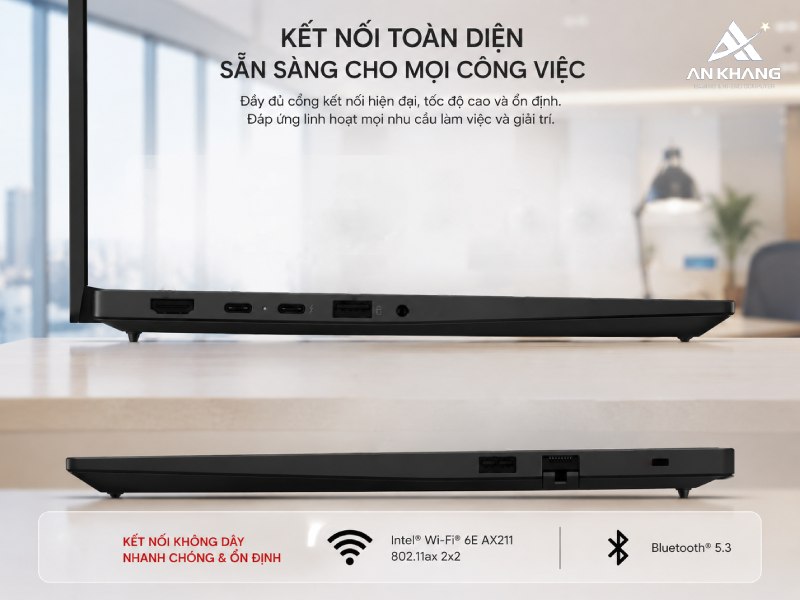 Khả năng kết nối đa dạng cho nhu cầu làm việc hiện đại của Lenovo ThinkPad E14 Gen 7 21T90025VN