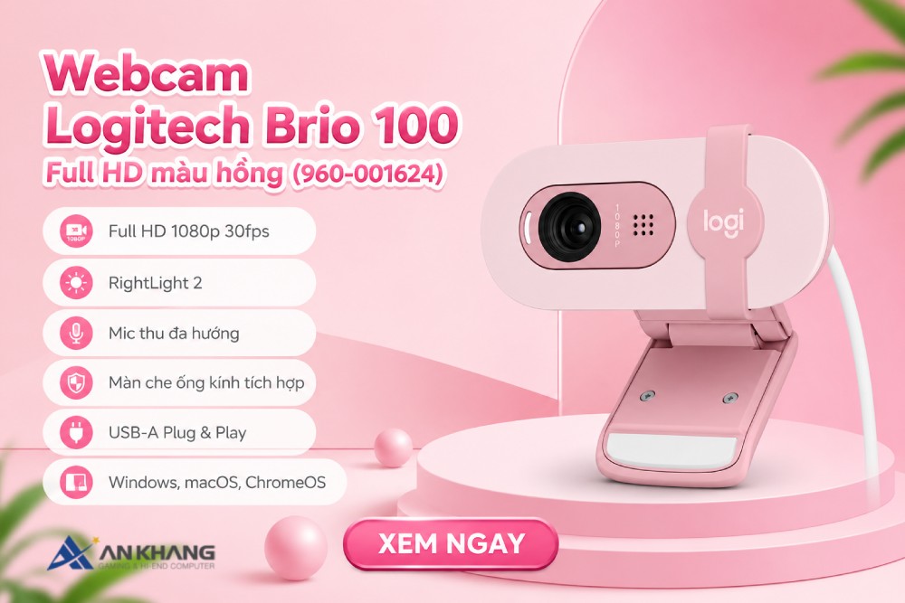 Webcam Logitech Brio 100 phù hợp với người dùng muốn nâng cấp trải nghiệm gọi video mà không cần đầu tư vào webcam cao cấp.