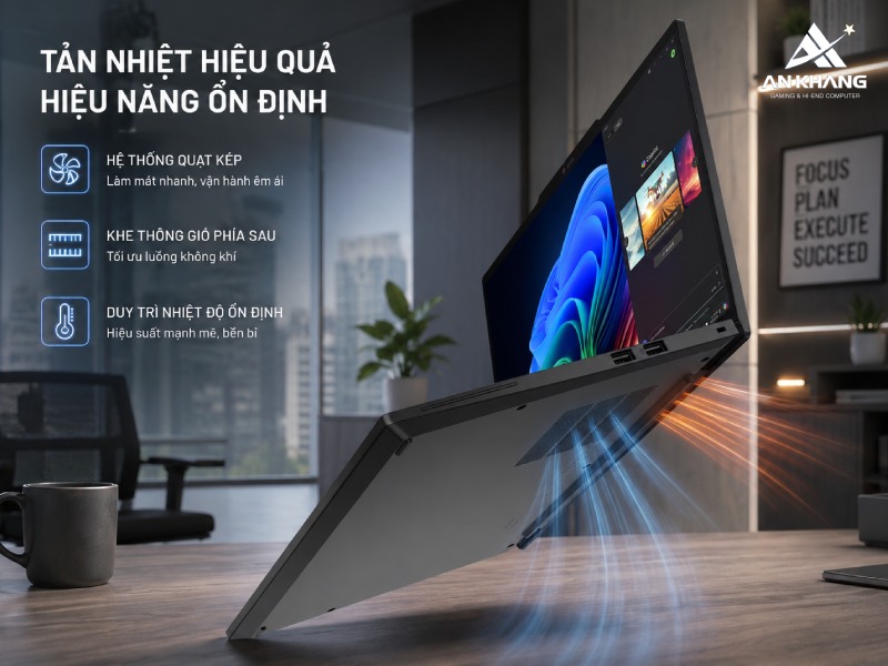 Lenovo ThinkPad T14s Gen 6 21QX00LGVA sở hữu hệ thống tản nhiệt tối ưu