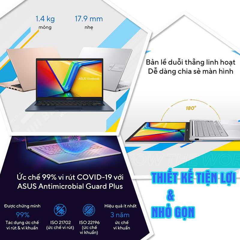 Thiết kế tiện lợi và nhỏ gọn của Vivobook 14 X1404ZA-NK386W