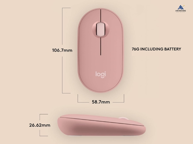 Chuột không dây Logitech Pebble 2 M350s Bluetooth Rose (Hồng) với thiết kế nhỏ gọn