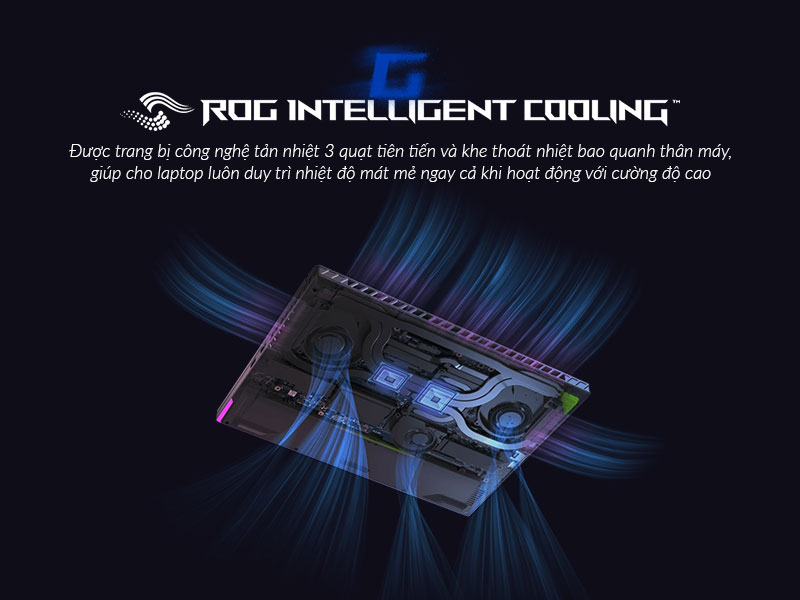 ROG Strix G16 2023 gây ấn tượng với hệ thống tản nhiệt ROG Intelligent Cooling thông minh