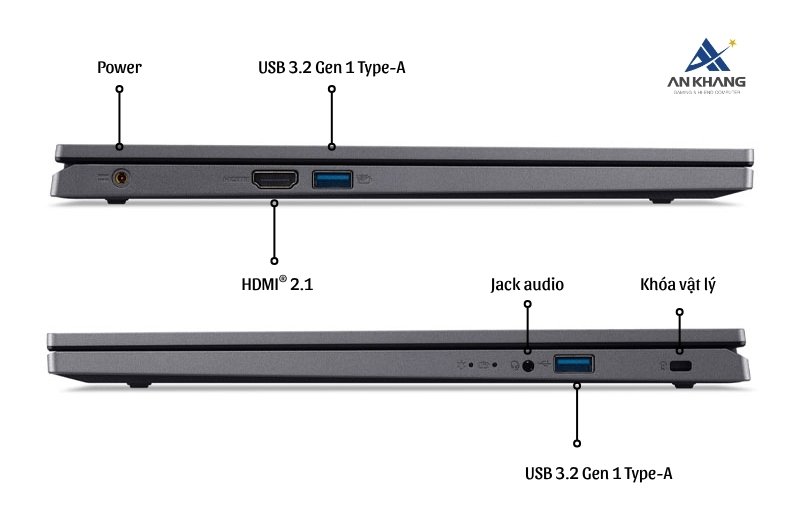 Laptop Acer Aspire 5 A515-58P-71EJ NX.KHJSV.00A trang bị hệ thống kết nối linh hoạt, dễ d&agrave;ng tương th&iacute;ch