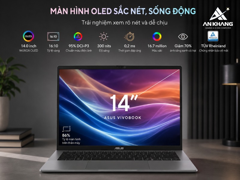 Laptop ASUS Vivobook S14 S3407AA-SF032W đem đến trải nghiệm hình ảnh và âm thanh chất lượng cao