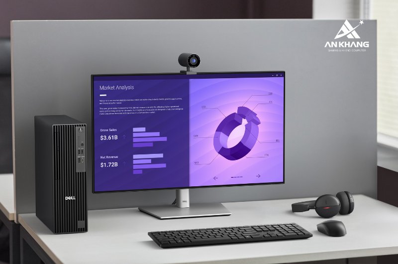Máy tính để bàn Dell Pro Slim Plus QBS1250 42PROU7QBS1250 trang bị CPU Intel Core Ultra 7 265 tích hợp NPU hiệu suất 13 AI TOPS