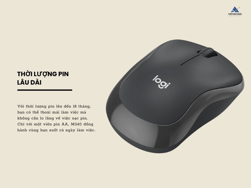 Logitech M240 Bluetooth Wireless Silent màu đen (PCMOLO216) với thời lượng pin lâu dài