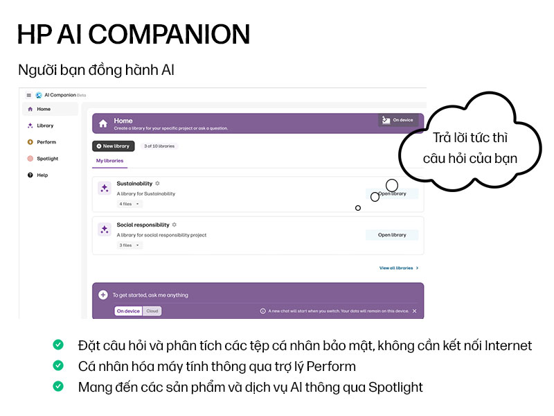 HP OmniBook 7 Aero 13-bg1085AU BZ7U6PA là trợ lý thông minh thực thụ của bạn với HP AI Companion