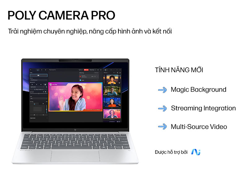 Trải nghiệm AI chuyên nghiệp cùng Poly Camera Pro trên HP OmniBook 7 Aero 13 bg1085AU BZ7U6PA