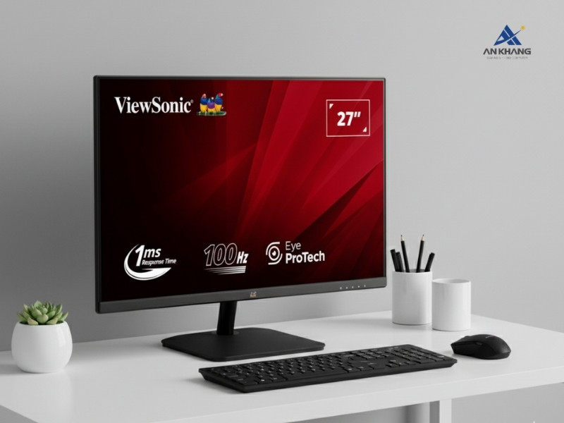 Màn hình LCD ViewSonic VA2732-H-2 với thiết kế viền mỏng 3 cạnh tinh gọn, dễ setup