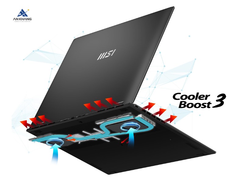 Laptop MSI Prestige 16 AI Studio B1VFG 082VN với hệ thống tản nhiệt Cooler Boost 3 tiên tiến