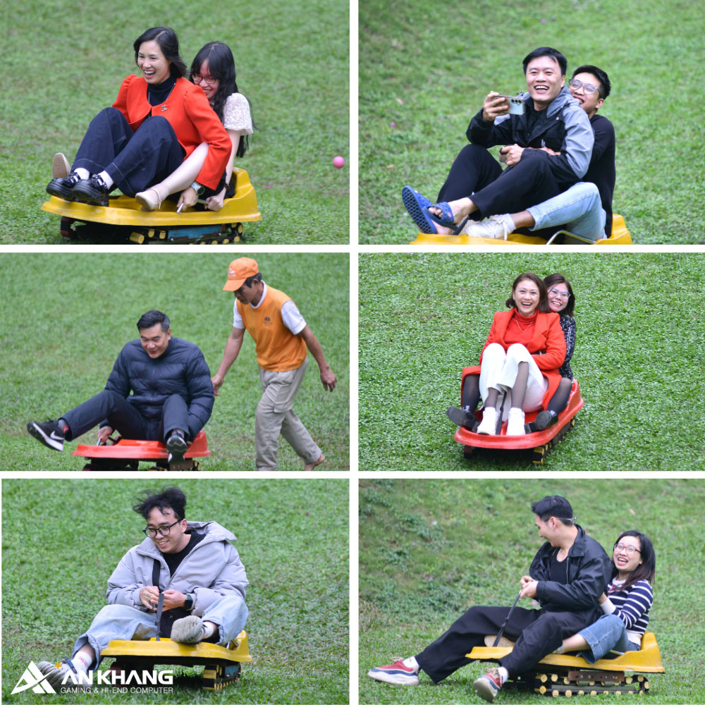 Trải nghiệm trượt cỏ đầy phấn khích – một trong những hoạt động thư giãn thú vị giúp anh em giải tỏa căng thẳng sau một năm làm việc hết mình.