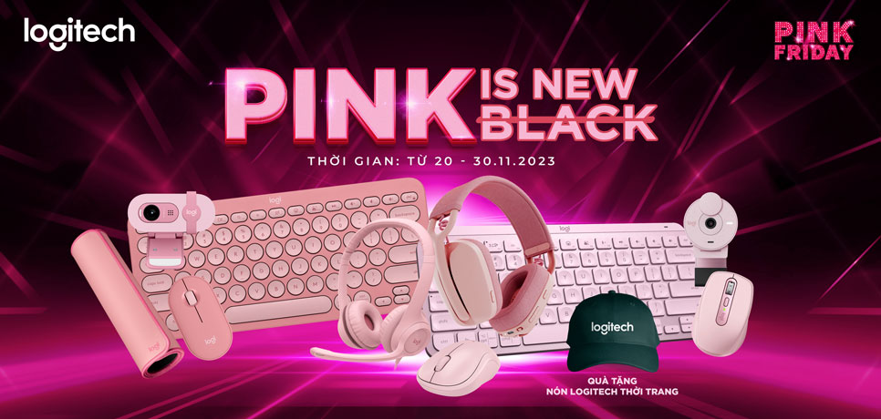 CTKM Logitech: Pink Friday - Mua sản phẩm văn phòng màu hồng tặng nón thời trang