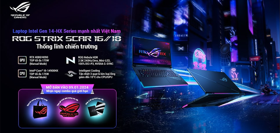Mở bán ROG Strix SCAR 16/18 2024 - Laptop Intel Gen 14 HX-Series mạnh nhất Việt Nam
