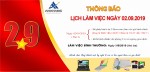 Thông báo lịch làm việc ngày 02.09.2019