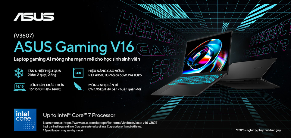ASUS ra mắt ASUS Gaming V16: Laptop gaming AI mỏng nhẹ mạnh mẽ cho học sinh sinh viên