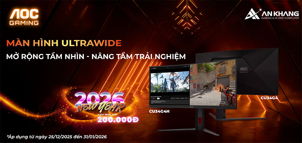[CTKM AOC]: Đón 2026 - Upgrade Ultrawide, Đa nhiệm đỉnh - Gaming mượt