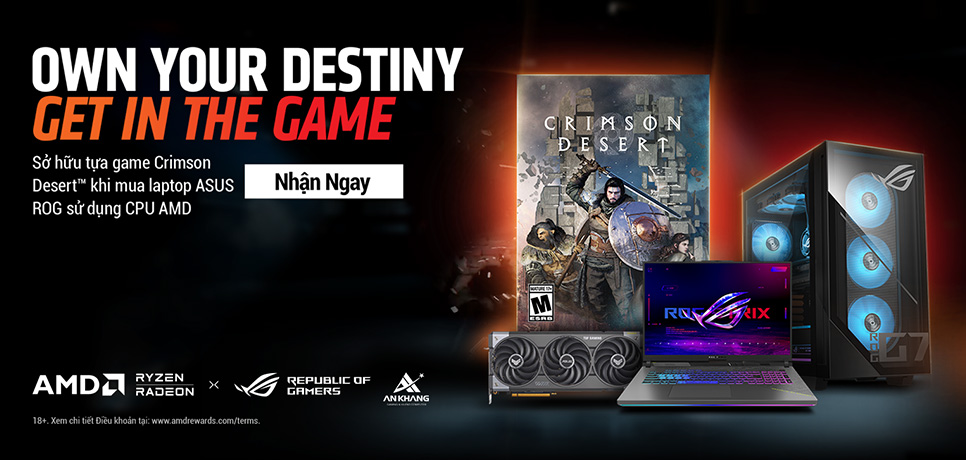 [CTKM ASUS]: Mua laptop ASUS ROG trang bị CPU AMD – Nhận ngay siêu phẩm CRIMSON DESERT™