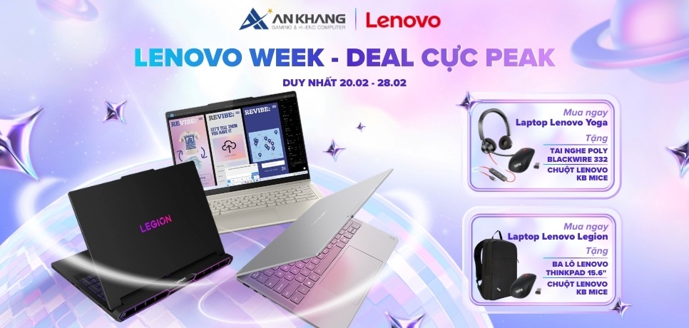 [CTKM Lenovo] Lenovo week: Deal cực peak – Tặng quà cực chất khi mua Laptop Lenovo Yoga/ Legion