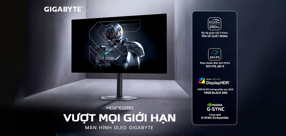 Gigabyte ra mắt màn hình gaming WOLED MO27Q28G – Vượt mọi giới hạn trải nghiệm