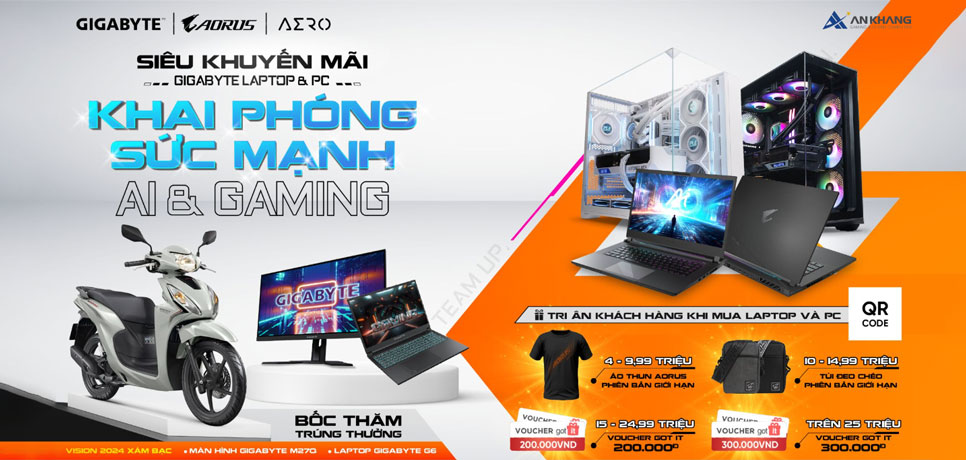 CTKM Gigabyte: SIÊU KHUYẾN MÃI - KHAI PHÓNG SỨC MẠNH AI & GAMING