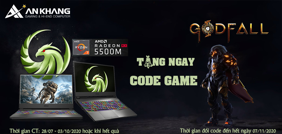 Tặng ngay code game Godfall khi mua laptop MSI VGA AMD Radeon RX 5500M