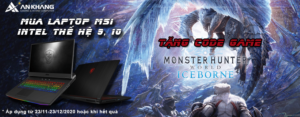 Mua laptop gaming MSI tặng ngay code game Monster Hunter World cực đỉnh