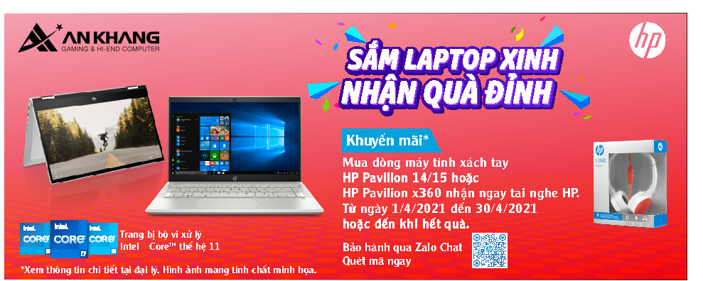 Mua laptop HP Pavilion Intel thế hệ 10/11 tặng ngay tai nghe HP H2800