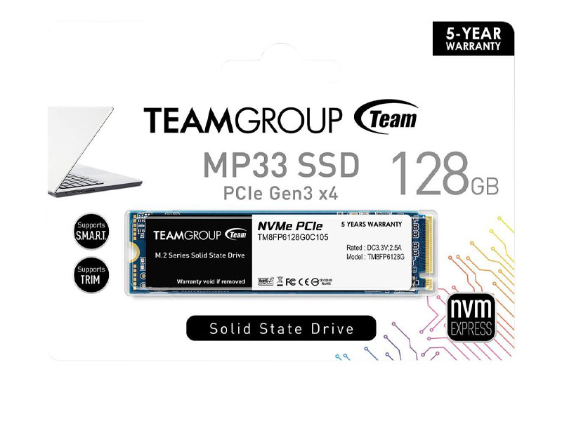 Ổ cứng SSD Team Group M2.2280 PCIE Gen3x4 MP33 128GB