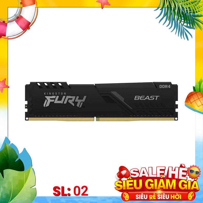 Ram PC Kingston Fury 8GB DDR4 3200MHz C16 Beast Black (KF432C16BB/8)
