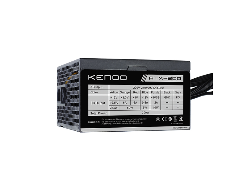 Nguồn Máy Tính KENOO ATX300 300w (Mầu Đen/ Cáp Dẹt/ Fan 12cm)