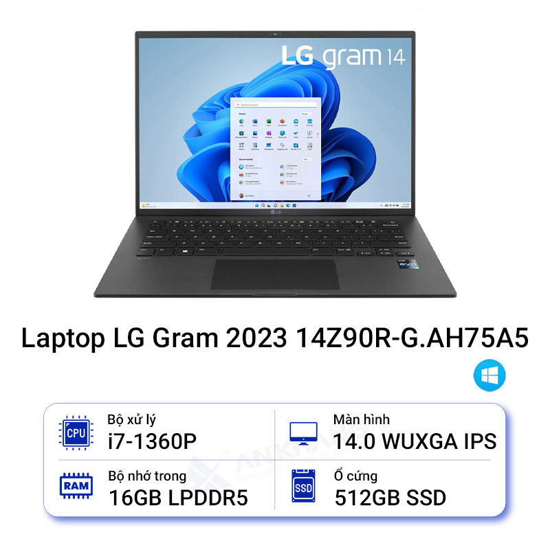 Laptop LG Gram 2023 14Z90R-G.AH75A5 Obsidian Black