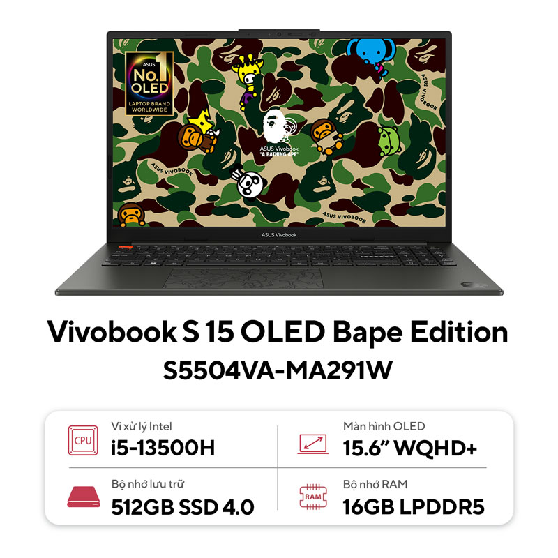 Laptop Asus Vivobook S 15 OLED BAPE Edition S5504VA-MA291W