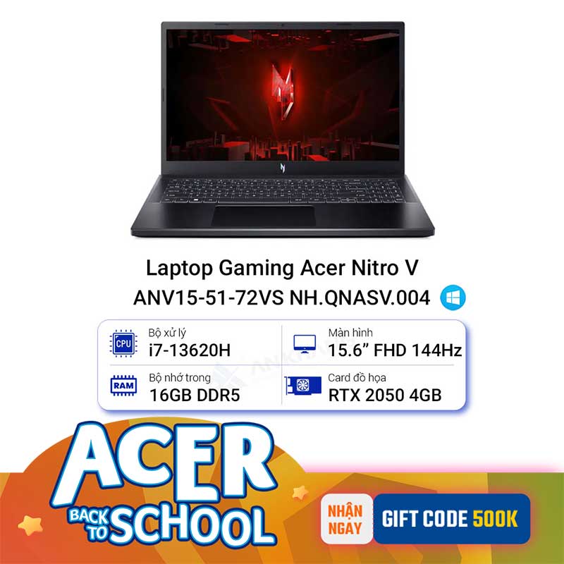 Laptop Gaming Acer Nitro V ANV15-51-72VS NH.QNASV.004